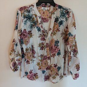 Chic Connection Womens Shirt Tunic  Floral Roll Tab Beach